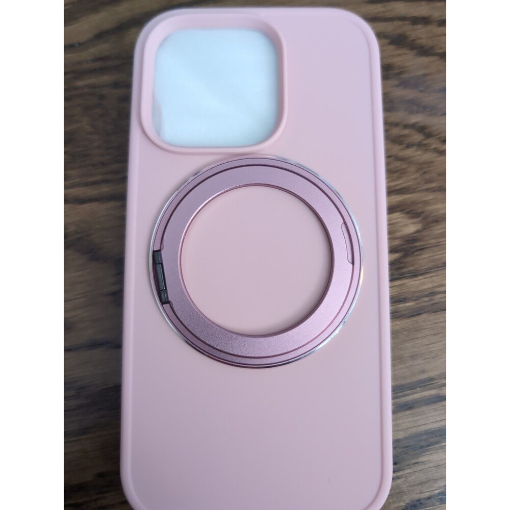 Silicone IPhone 16 Pro Case With Screen Protector And Kickstand -Pink